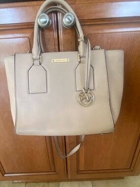 Michael Kors Ballet Pink Leather Satchel with Gold MK Charm